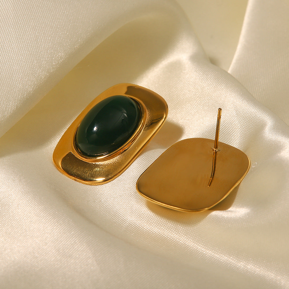 Wholesale 18k Gold Vintage Oval Earrings Stainless Steel